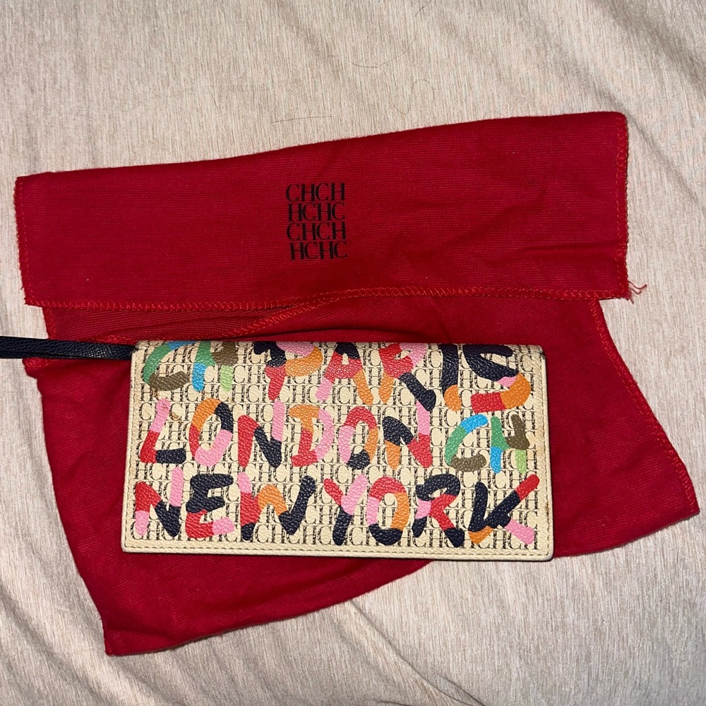 SOLD | Carolina Herrera Multicolor Wallet with Red Pouch